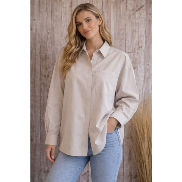 Nike Tops - Women's Nike Beige Dri-Fit Casual Button Down Shirt L NWOT